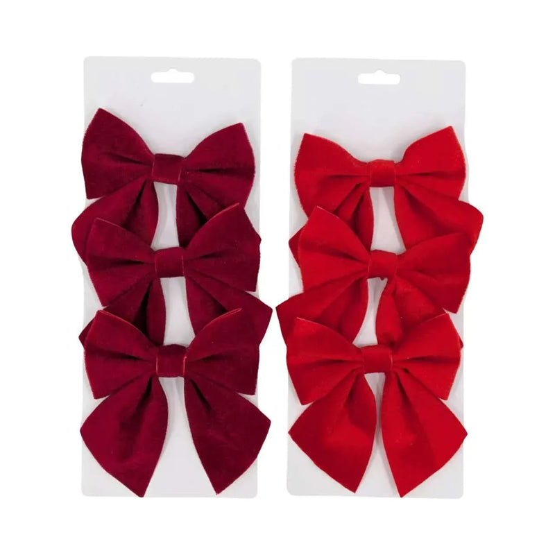 Christmas Red & Burgundy Bow, 11.5 x 15.5 cm – Pack of 3, 2 Assorted Designs, Bulk Buy x24