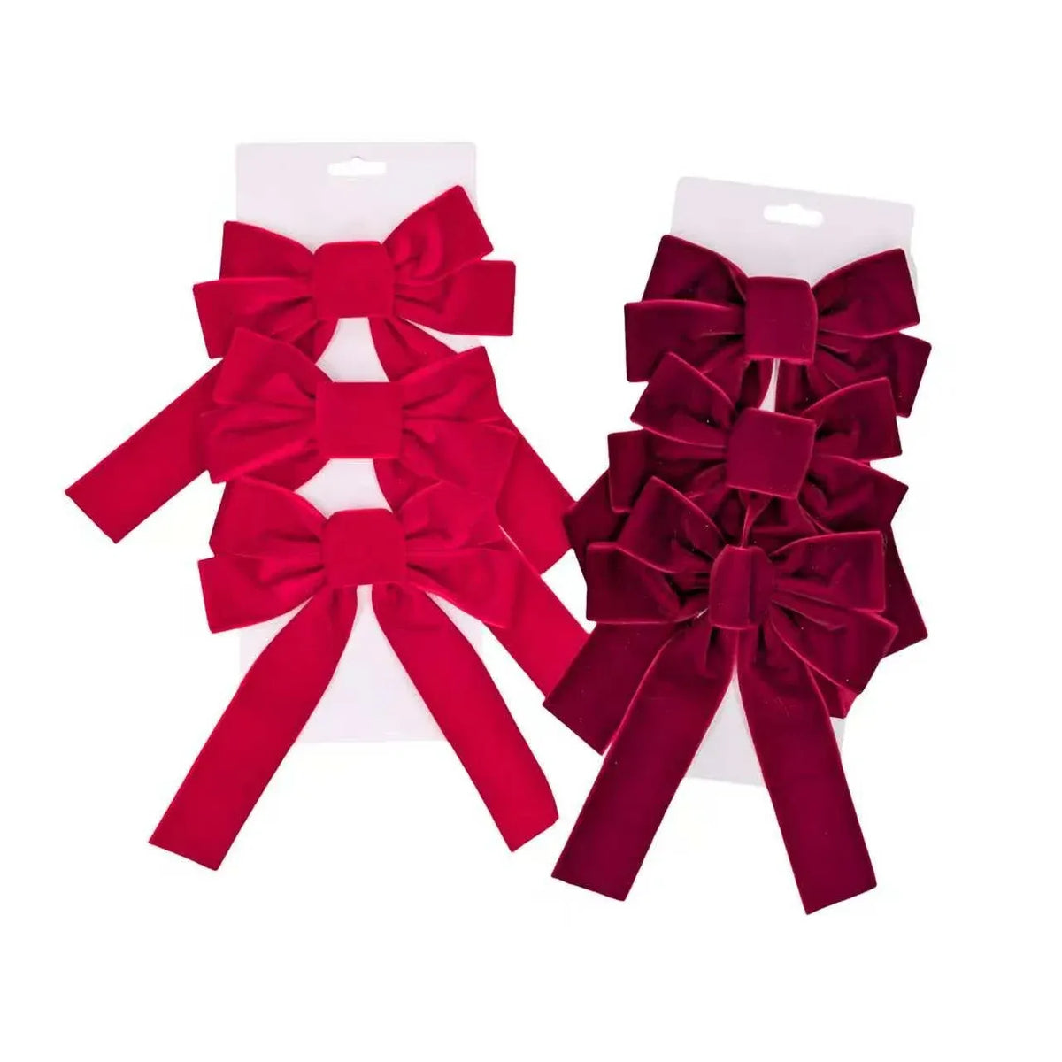 Christmas Red & Burgundy Bow, 16 x 24 cm – Pack of 3, 2 Assorted Designs, Bulk Buy x24