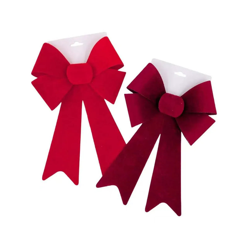 Christmas Red & Burgundy Bow, 22 x 38 cm – 2 Assorted Designs, Bulk Buy x24