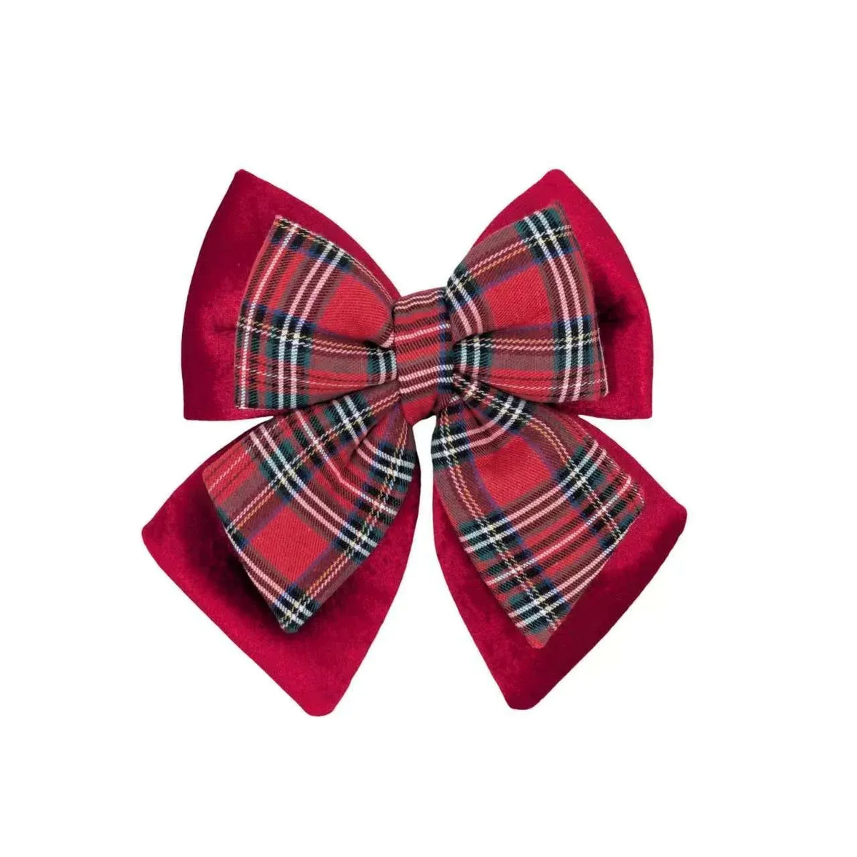 Christmas Layered Velvet & Tartan Bow, 20 x 22 cm – Bulk Buy x24