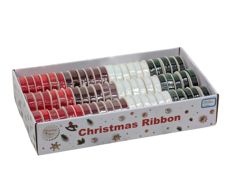Christmas Velvet Ribbon, 1.5 cm x 3 m – 4 Assorted Designs, Bulk Buy x54