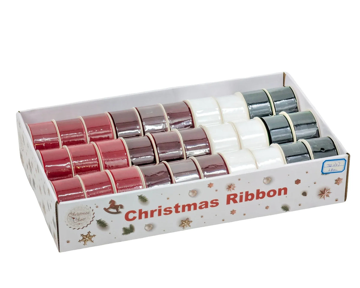 Christmas Velvet Ribbon, 3.8 cm x 3 m – 4 Assorted Designs, Bulk Buy x30