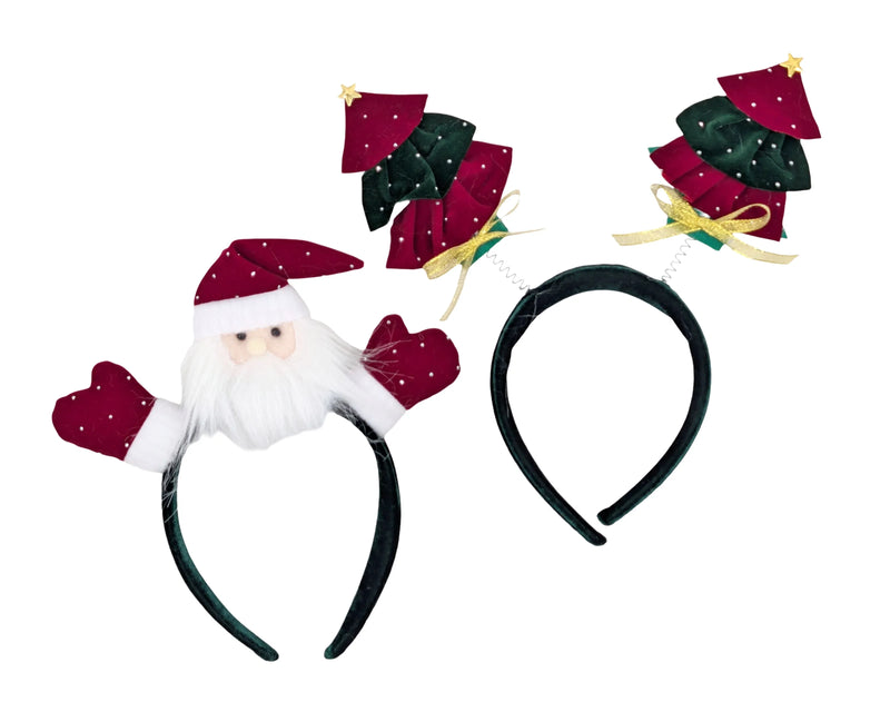 Christmas Velvet Hair Band, 20 cm – 2 Assorted Designs, Bulk Buy x24