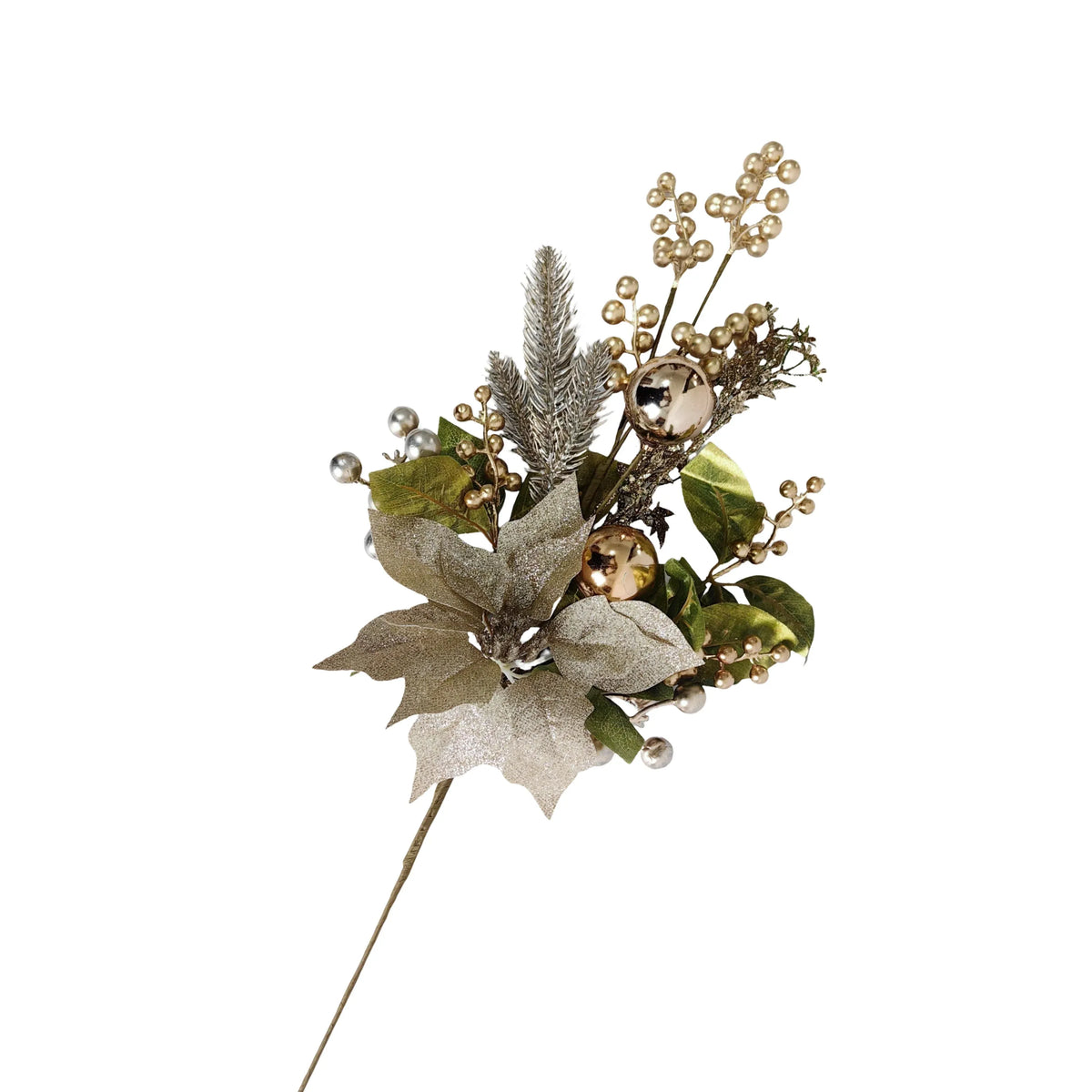 Christmas Champagne Poinsettia Luxe Pick, 61 cm – Bulk Buy x12