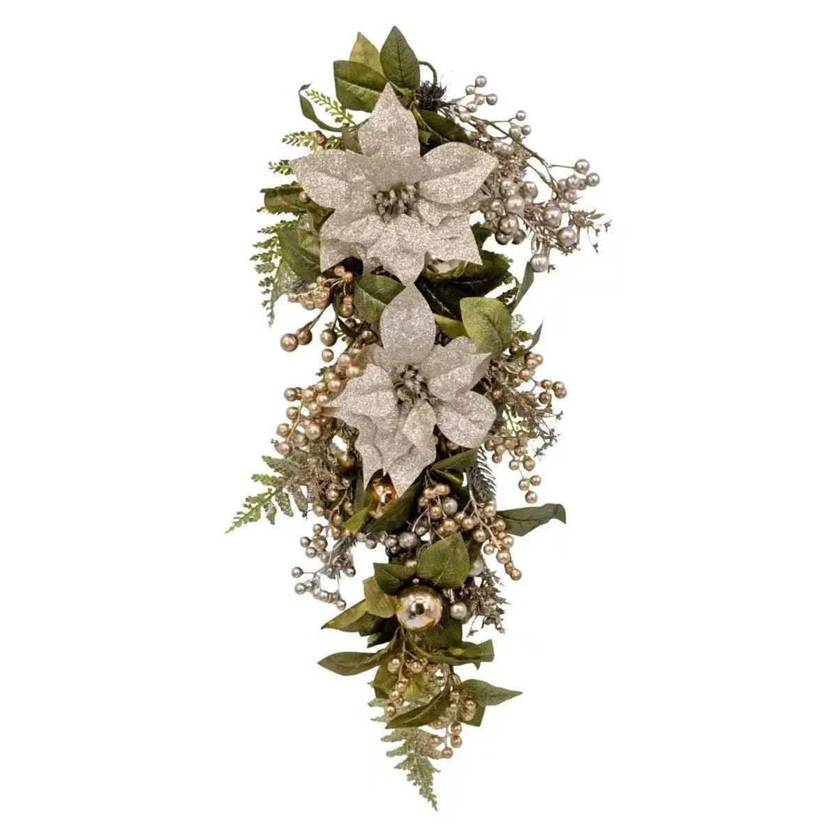 Christmas Champagne Poinsettia Luxe Teardrop, 71 cm – Bulk Buy x4