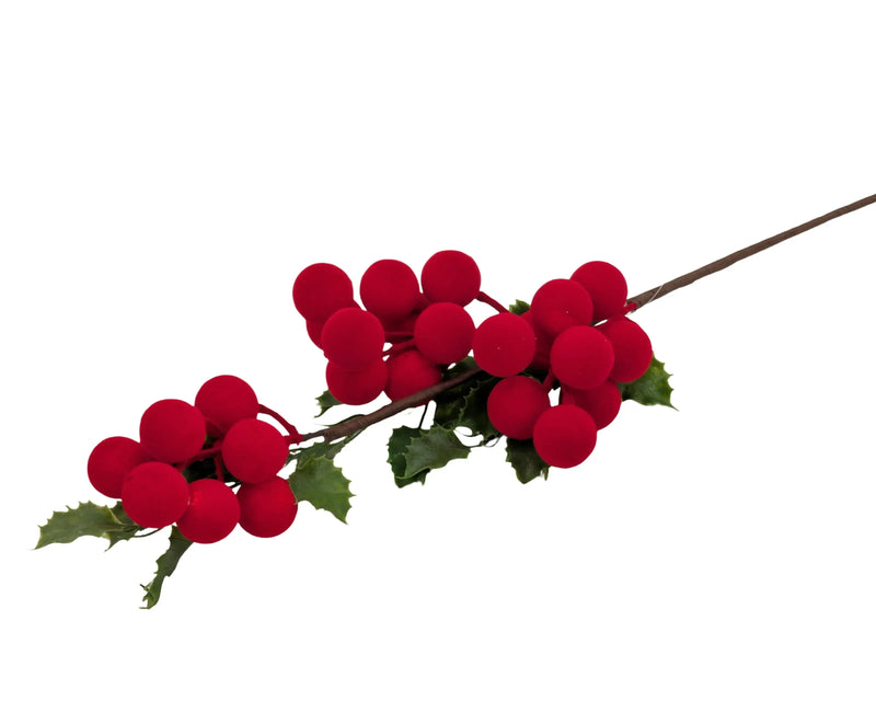 Christmas Flocking Berry Pick, 64 cm