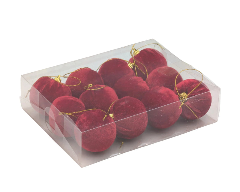 Christmas Red Velvet Bauble, 5 cm dia. – Pack of 12, Bulk Buy x24