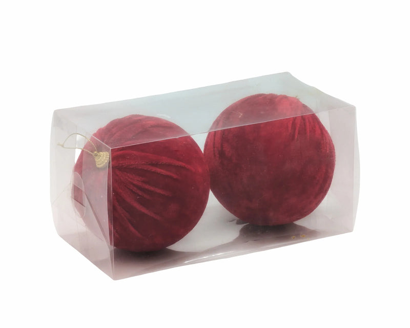 Christmas Red Velvet Bauble, 12 cm dia. – Pack of 2, Bulk Buy x12