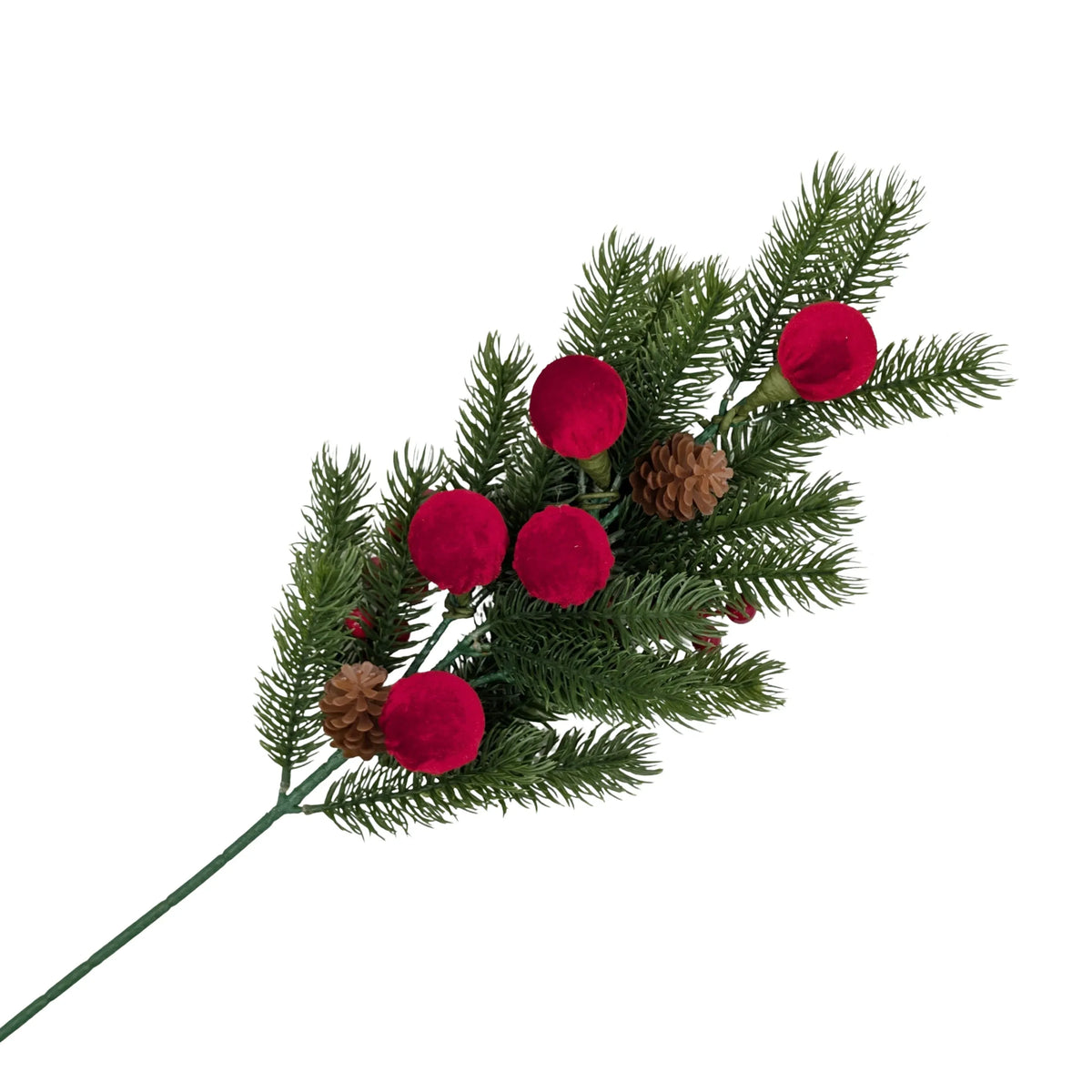 Christmas Red Velvet Bauble Spray, 62 cm – Bulk Buy x12