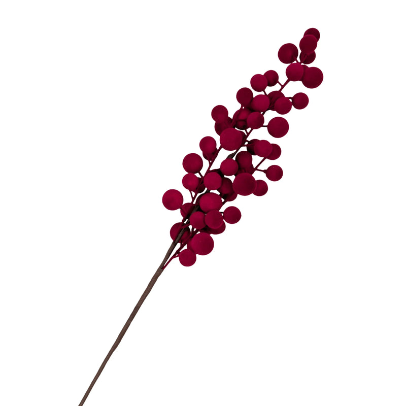 Christmas Red Flocking Berry Pick, 72 cm – Bulk Buy x24