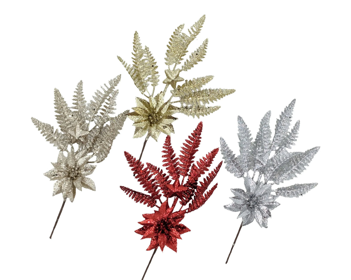 Christmas Glitter Pick, 30 cm – 4 Assorted Designs, Bulk Buy x36