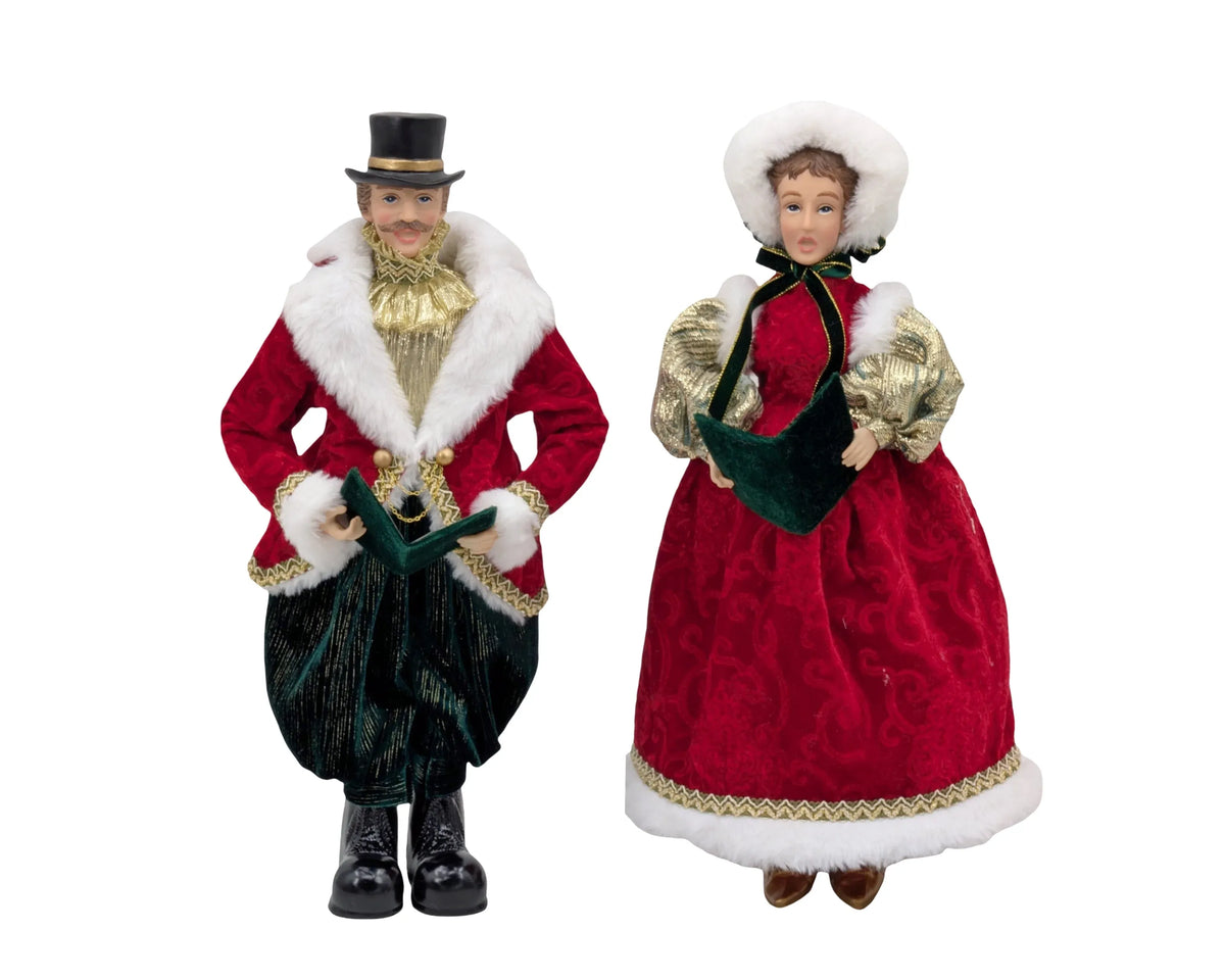 Christmas Red Velvet Adult Caroler, 40/45 cm – 2 Assorted Designs, Bulk Buy x4