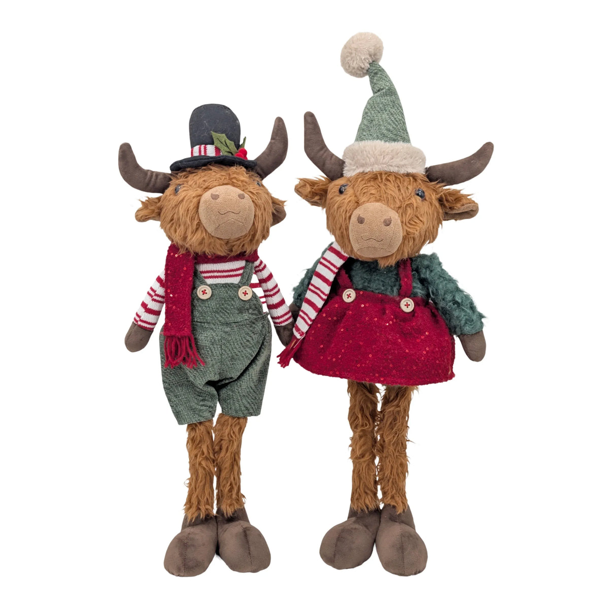 Christmas Standing Highland Cow, 20 x 15 x 70 cm – 2 Assorted Designs, Bulk Buy x6
