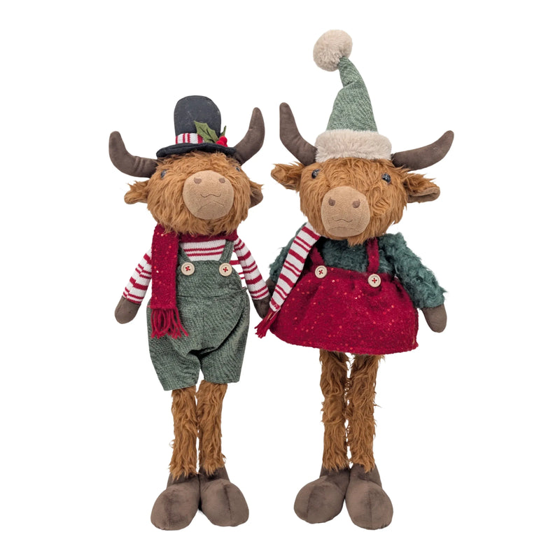 Christmas Standing Highland Cow, 20 x 15 x 70 cm – 2 Assorted Designs, Bulk Buy x6