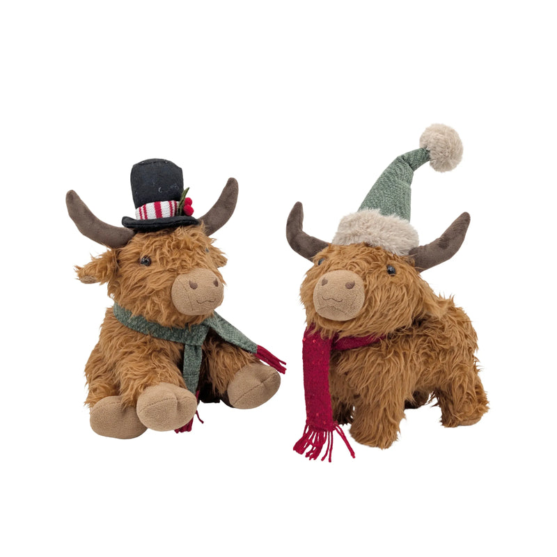 Christmas Highland Cow, 34 x 17 x 36 cm / 22 x 21 x 30 cm – 2 Assorted Designs, Bulk Buy x6