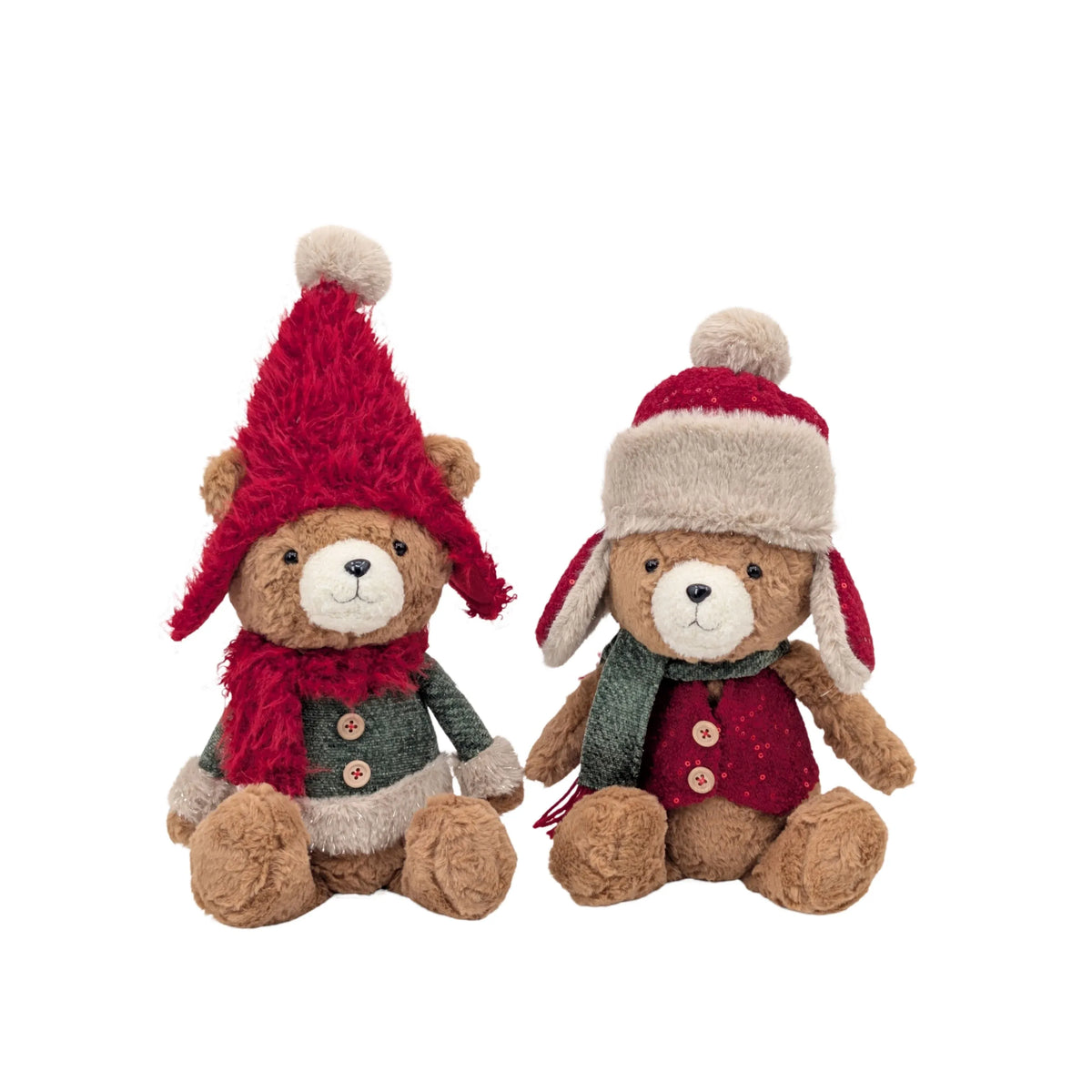 Christmas Sitting Teddy Bear, 16 x 12 x 47 cm – 2 Assorted Designs, Bulk Buy x6