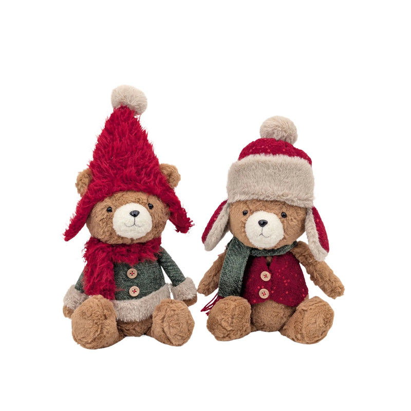 Christmas Sitting Teddy Bear, 16 x 12 x 47 cm – 2 Assorted Designs, Bulk Buy x6
