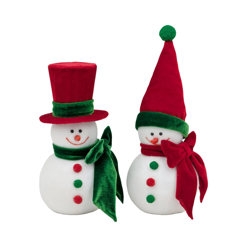 The Velvet Christmas Snowman, 24 cm/28 cm – 2 Assorted Designs, Bulk Buy x6