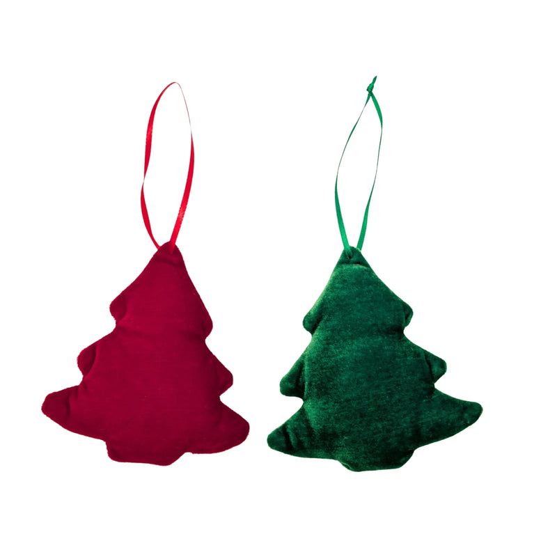 The Velvet Christmas Hanging Tree Hanger, 11 cm – 2 Assorted Designs, Bulk Buy x24