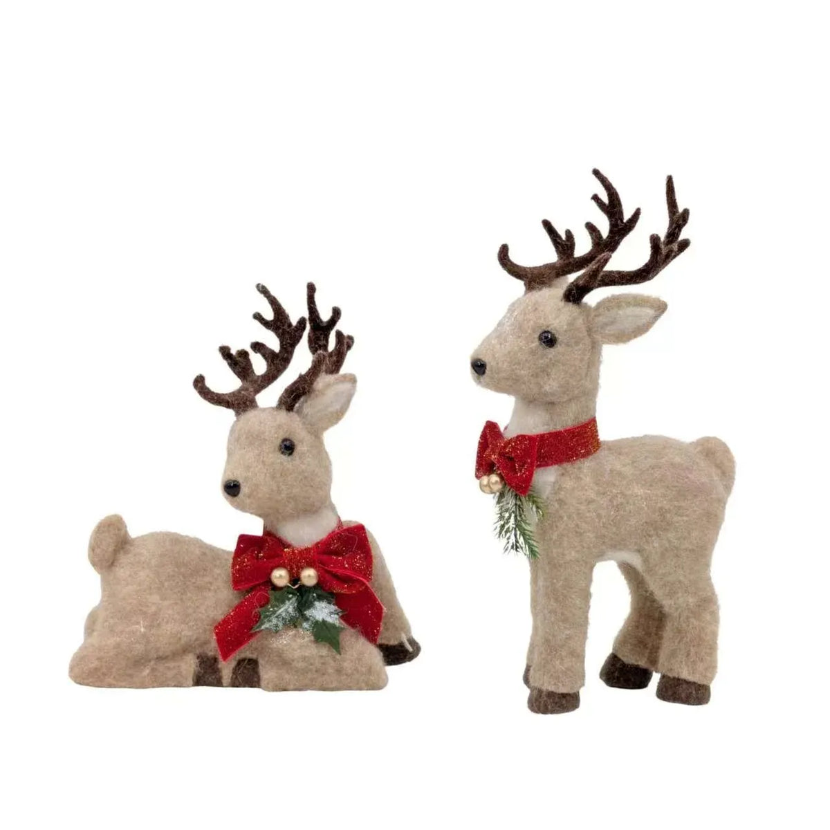 Christmas Nordic Felt Reindeer, 17 x 8 x 33 cm / 21 x 10 x 23 cm – 2 Assorted Designs, Bulk Buy x8