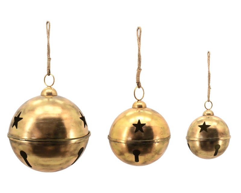 Christmas Antique Gold Metal Star Bell, 62 x 62 x 76 cm – Pack of 3