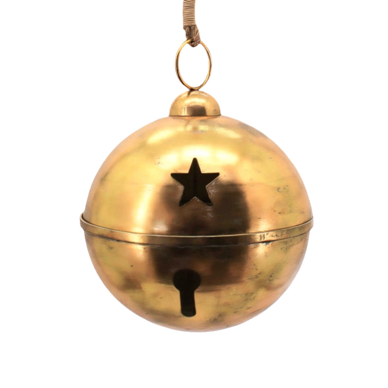 Christmas Antique Gold Metal Star Bell XL, 42 x 42 x 54.5 cm