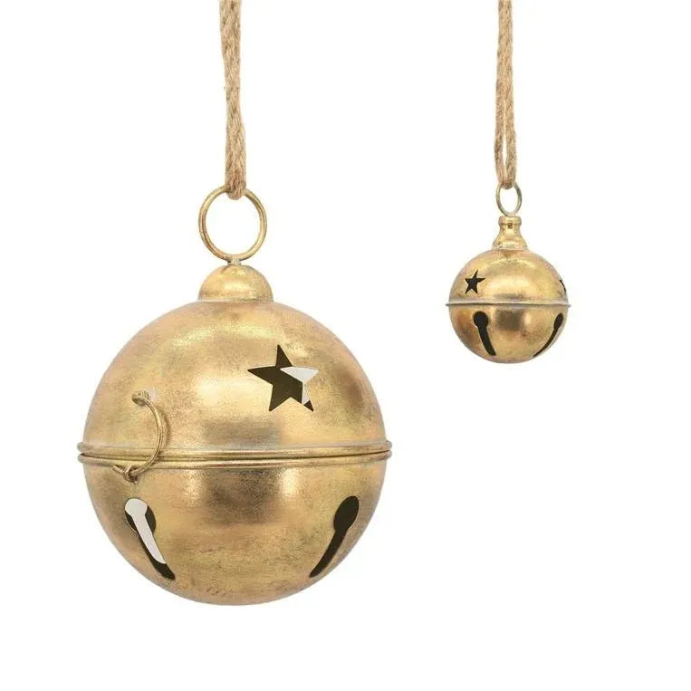 Christmas Antique Gold Metal Star Bell, 24.5 x 24.5 x 33 cm – Pack of 2, Bulk Buy x4