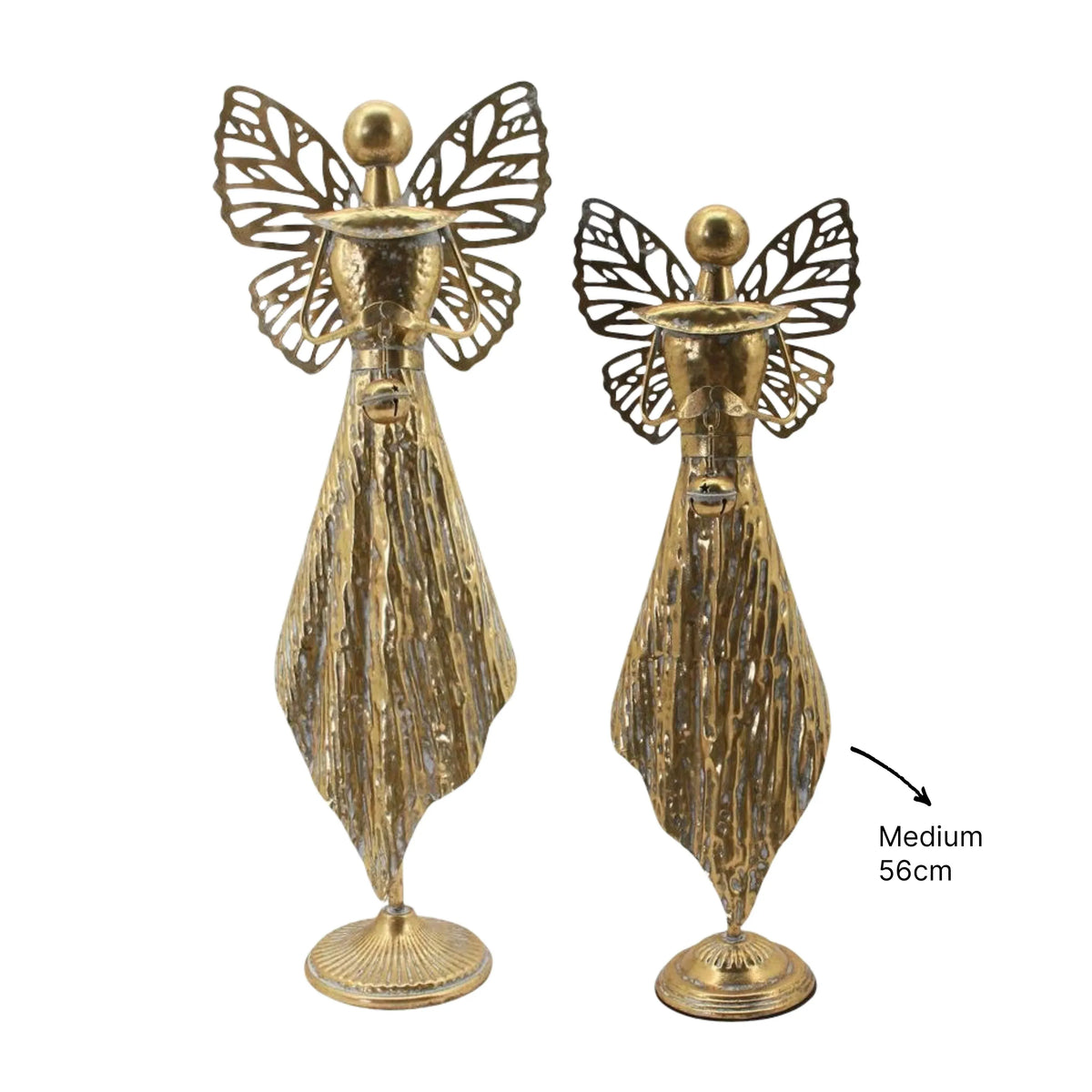 Christmas Rustic Gold Metal Angel Deco Medium, 20 x 11.5 x 56 cm – Bulk Buy x4