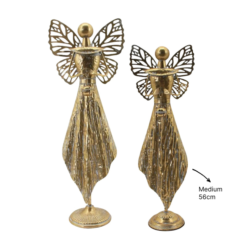 Christmas Rustic Gold Metal Angel Deco Medium, 20 x 11.5 x 56 cm – Bulk Buy x4