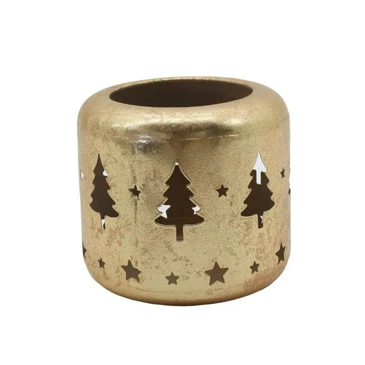 Christmas Rustic Gold Metal Lantern, 11 x 11 x 9.5 cm – Bulk Buy x12