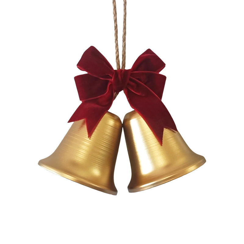 Christmas Gold Twin Bell, 16 x 8 x 20 cm – Bulk Buy x12