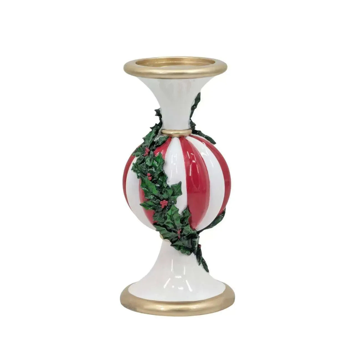 Christmas Ball Candle Holder with Holly Leaf, 12 x 12 x 25 cm – Bulk Buy x4