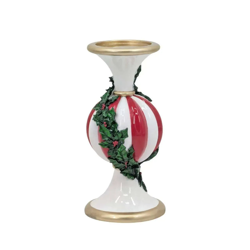Christmas Ball Candle Holder with Holly Leaf, 12 x 12 x 25 cm – Bulk Buy x4