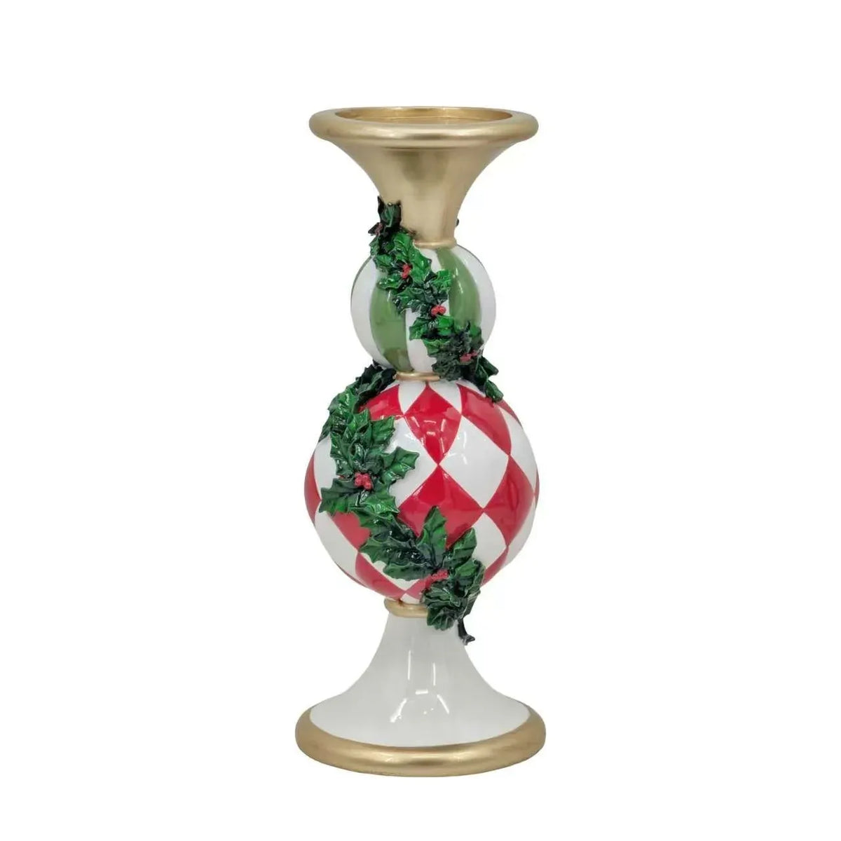 Christmas Ball Candle Holder with Holly Leaf, 12 x 12 x 30 cm – Bulk Buy x4