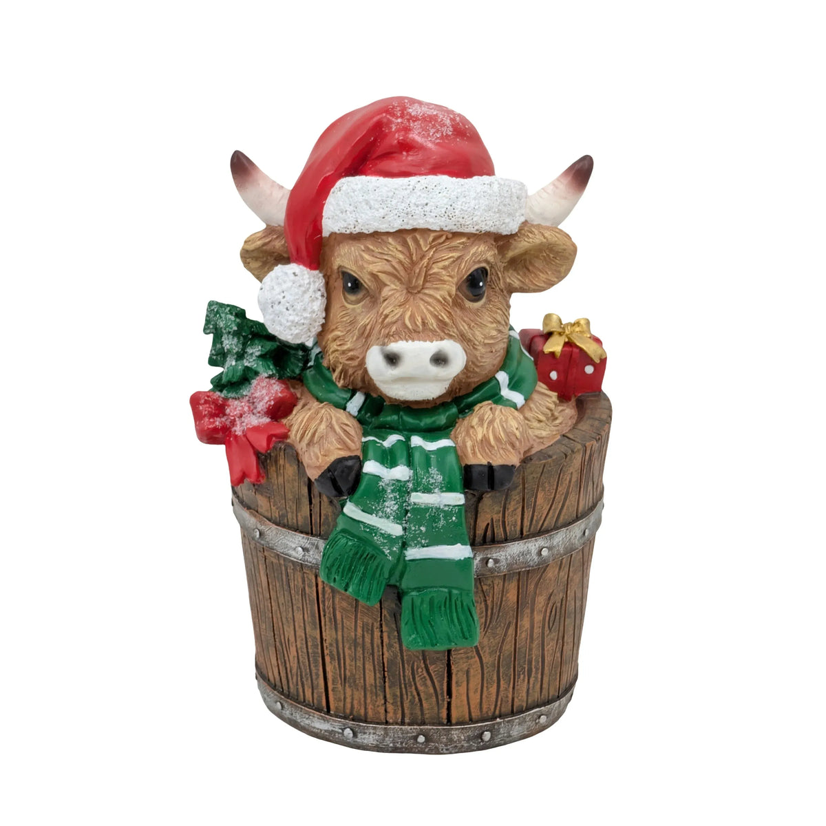 Christmas Polyresin Highland Cow, 17 x 16.5 x 25 cm – Bulk Buy x4