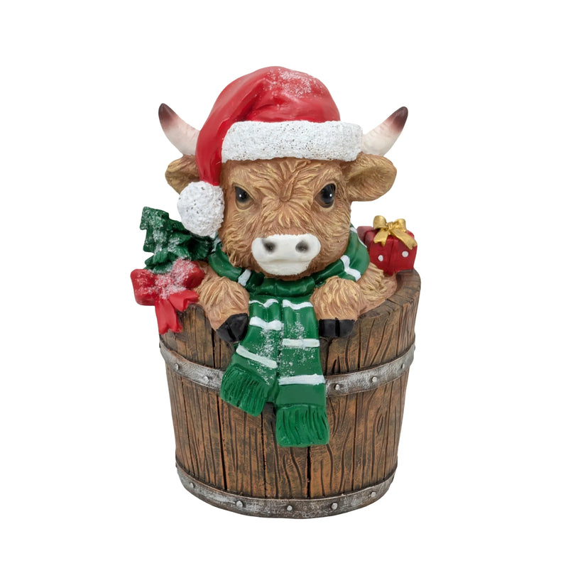 Christmas Polyresin Highland Cow, 17 x 16.5 x 25 cm – Bulk Buy x4