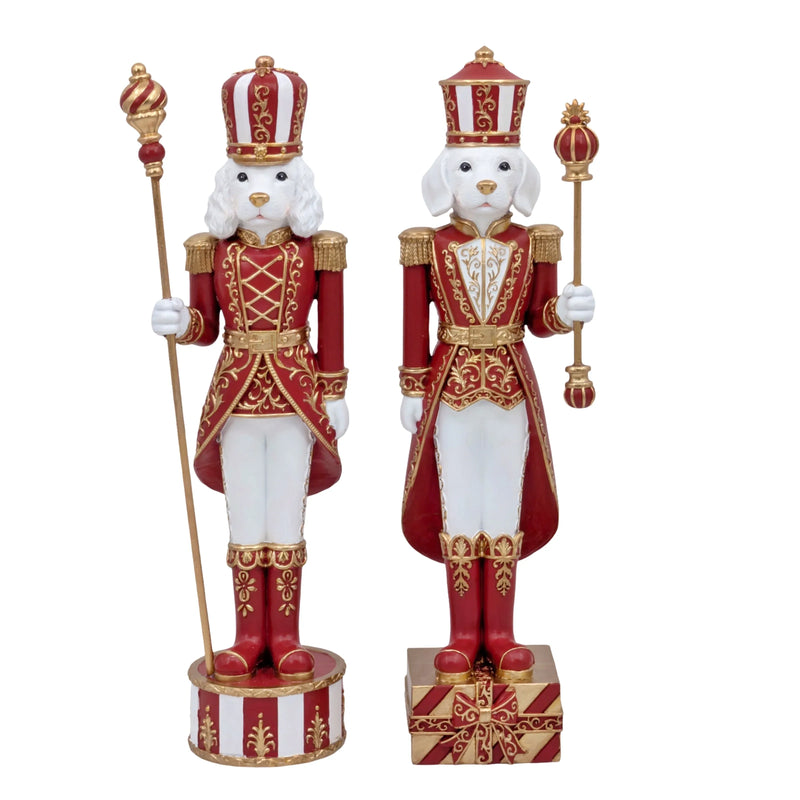 Christmas Polyresin Poodle Nutcracker, 14 x 9.5 x 40 cm / 11 x 10 x 42 cm – 2 Assorted Designs, Bulk Buy x6
