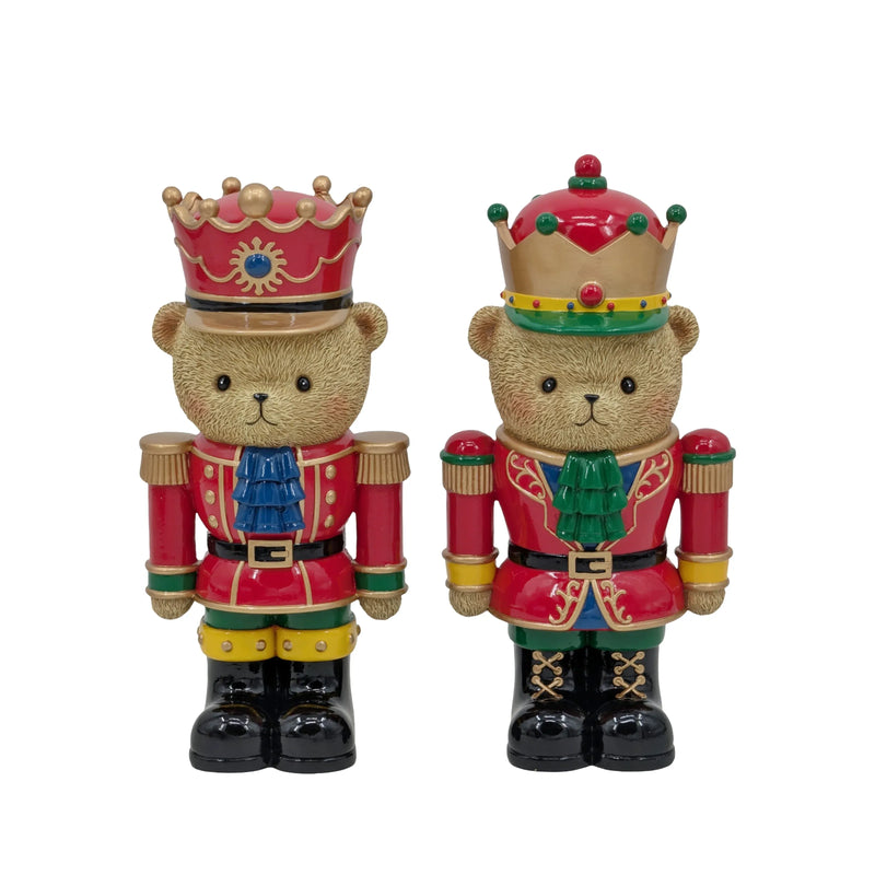 Christmas Polyresin Bear Nutcracker, 13 x 9.5 x 26 cm – 2 Assorted Designs, Bulk Buy x8