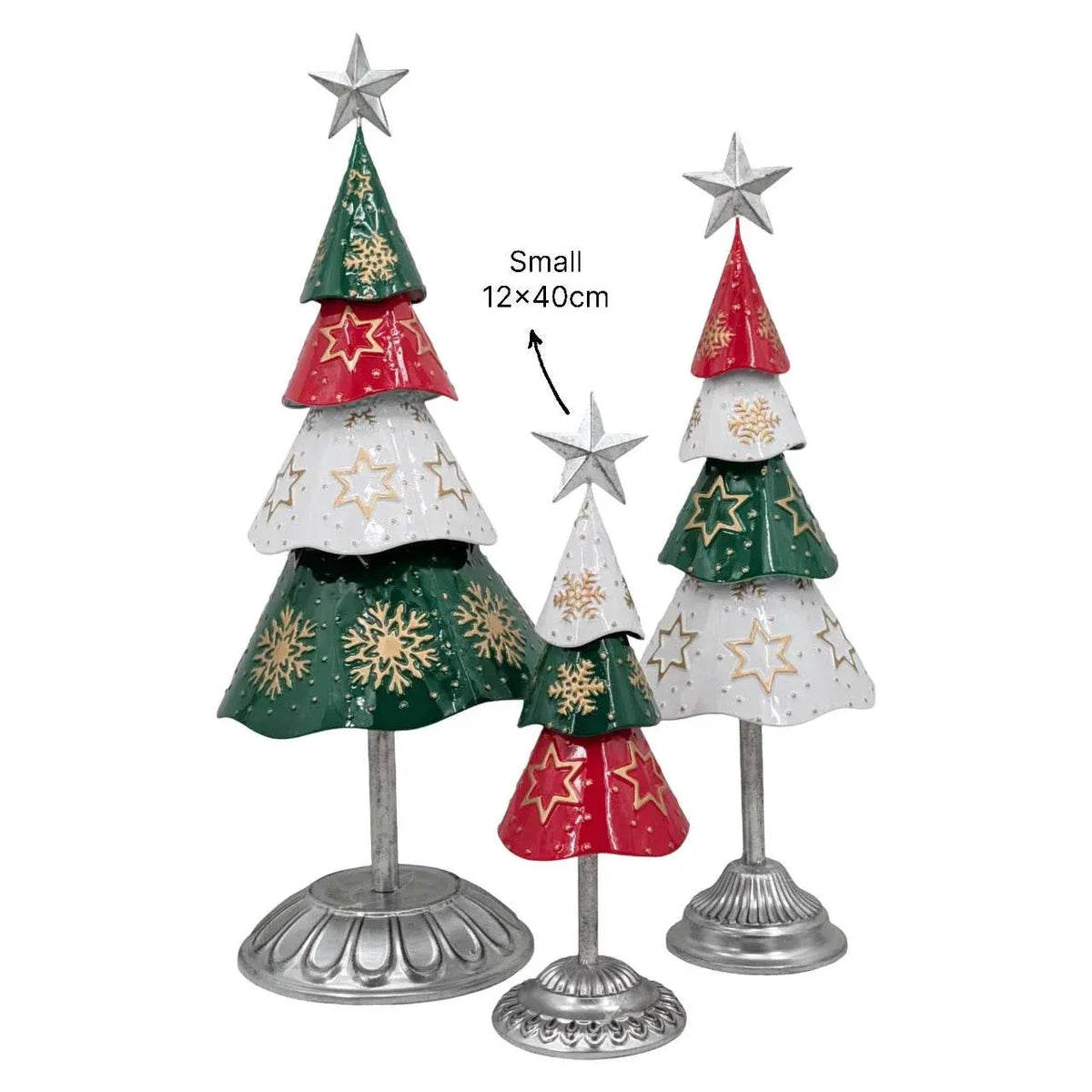 Christmas Metal Red & Green Tree Small, 12 x 12 x 40 cm – Bulk Buy x6