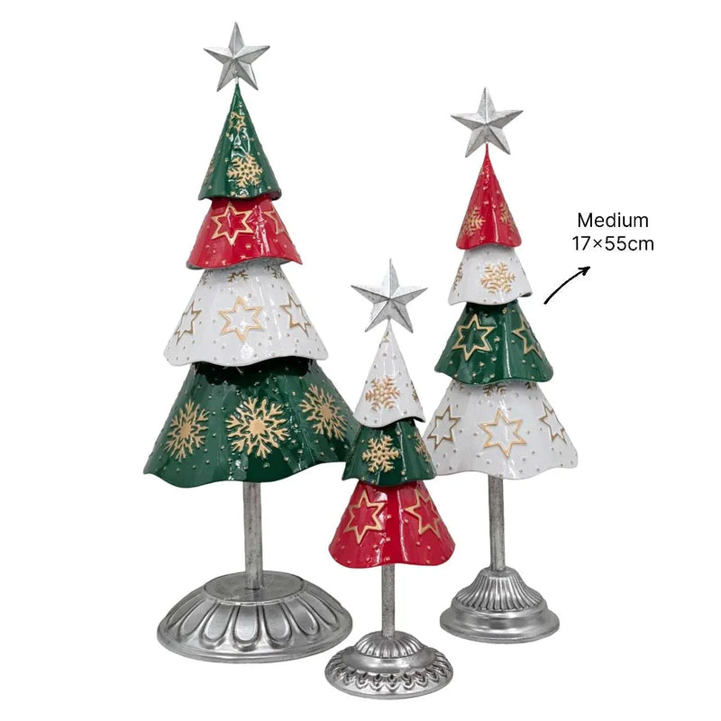 Christmas Metal Red & Green Tree Medium, 17 x 17 x 55 cm – Bulk Buy x4