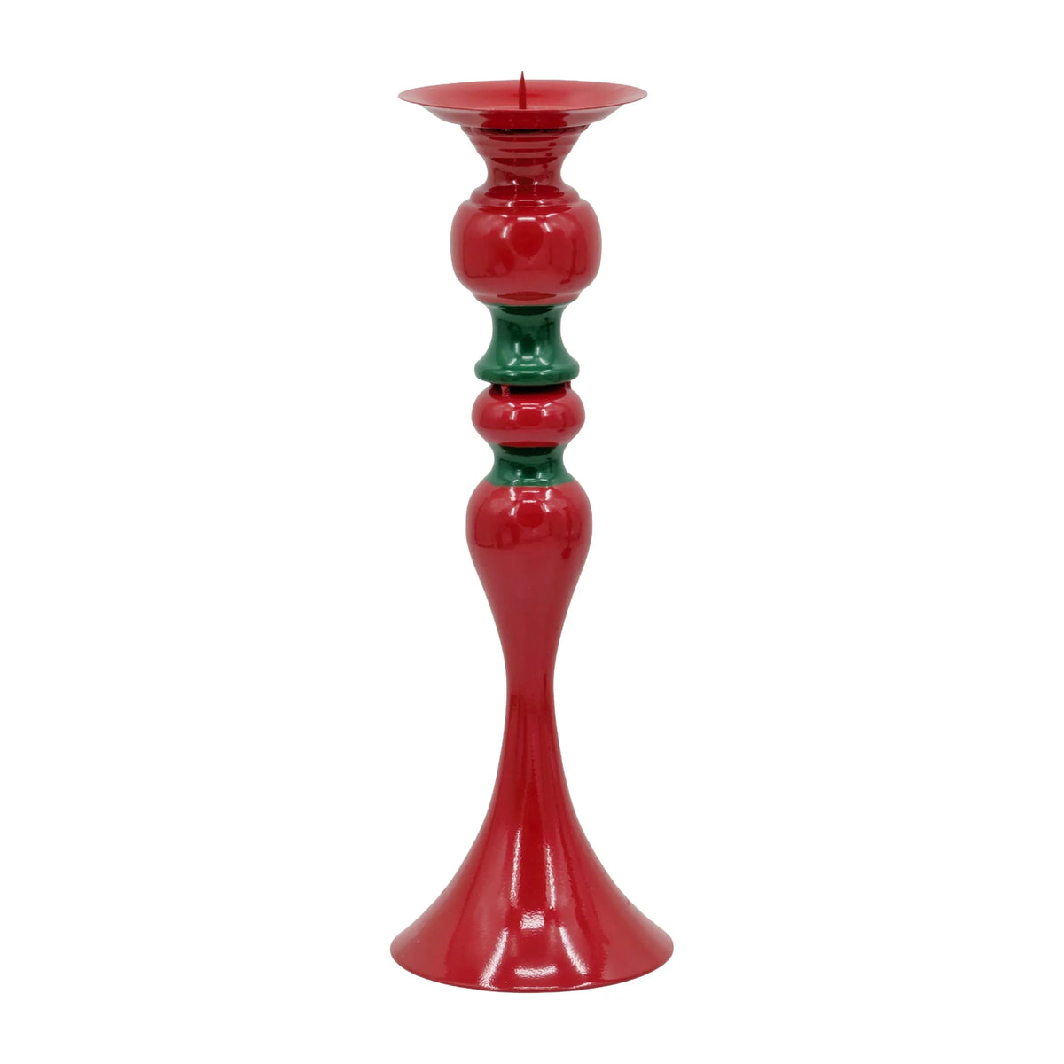 Christmas Metal Red & Green Candle Holder, 13 x 13 x 39 cm – Bulk Buy x6