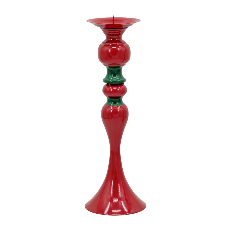 Christmas Metal Red & Green Candle Holder, 13 x 13 x 39 cm – Bulk Buy x6