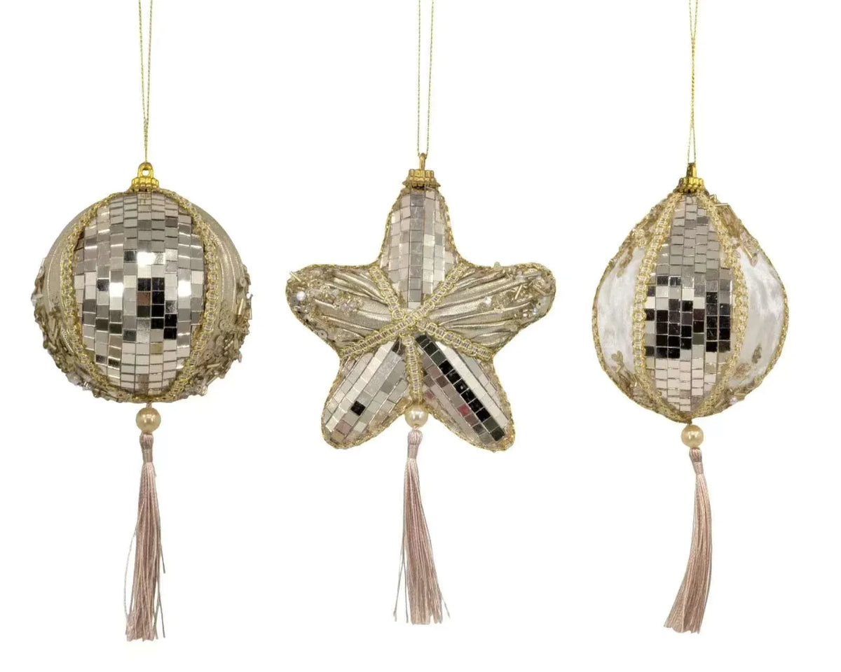 Christmas Champagne Luxe Hanging Ornament – 3 Assorted Designs, Bulk Buy x24