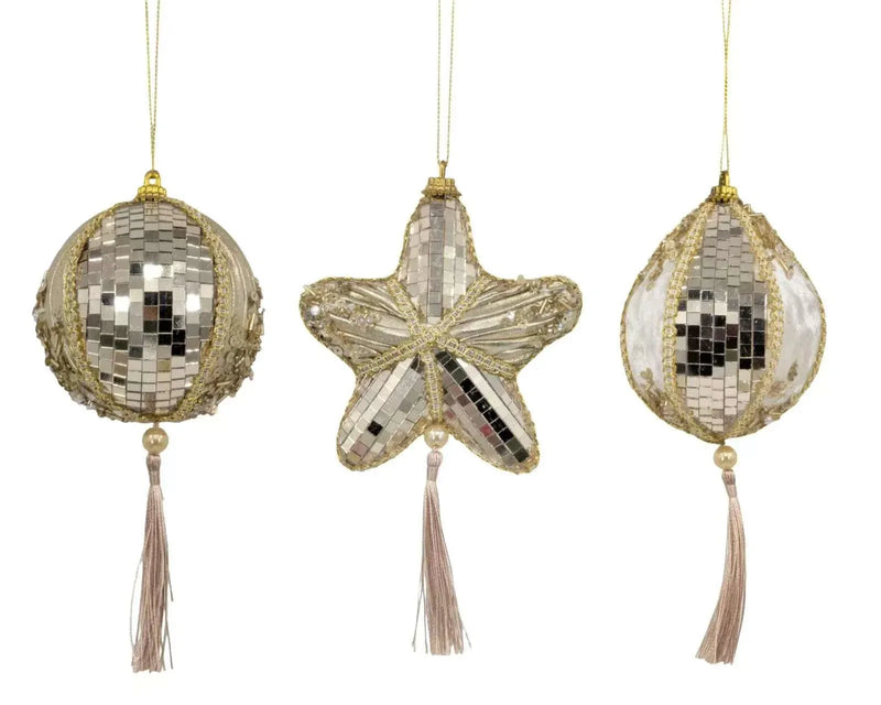 Christmas Champagne Luxe Hanging Ornament – 3 Assorted Designs, Bulk Buy x24