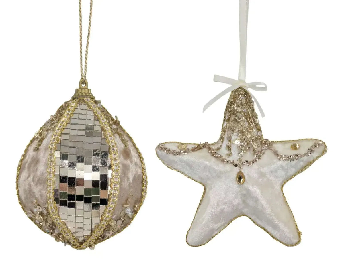 Christmas Champagne Luxe Hanging Ornament, 11.5/15 cm – 2 Assorted Designs, Bulk Buy x24