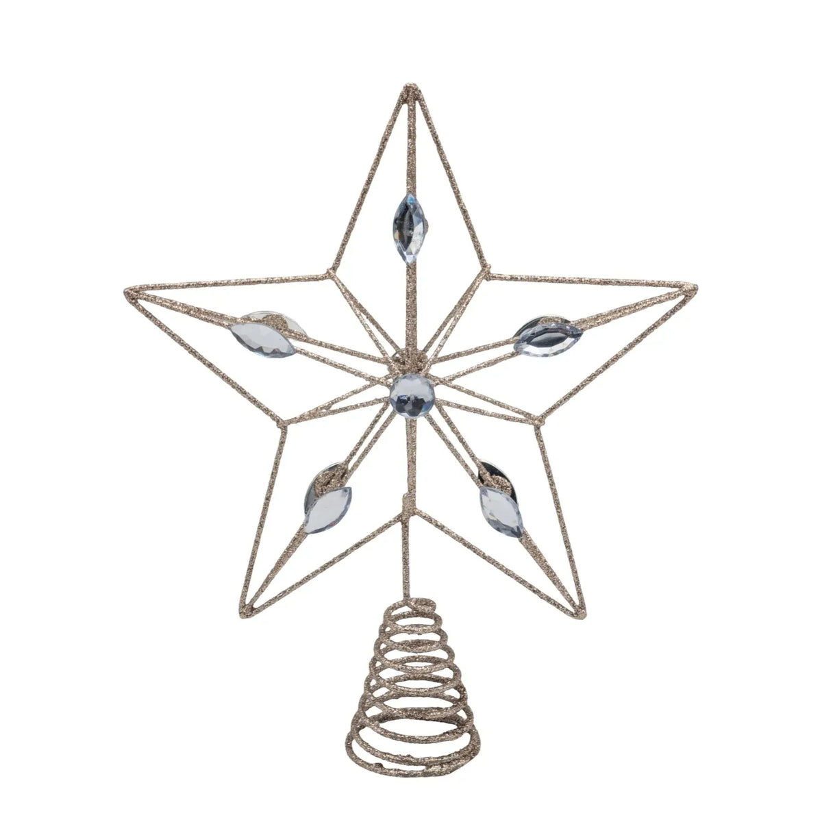 Christmas Champagne Gold Crystal Tree Topper, 20 x 23 cm – Bulk Buy x12