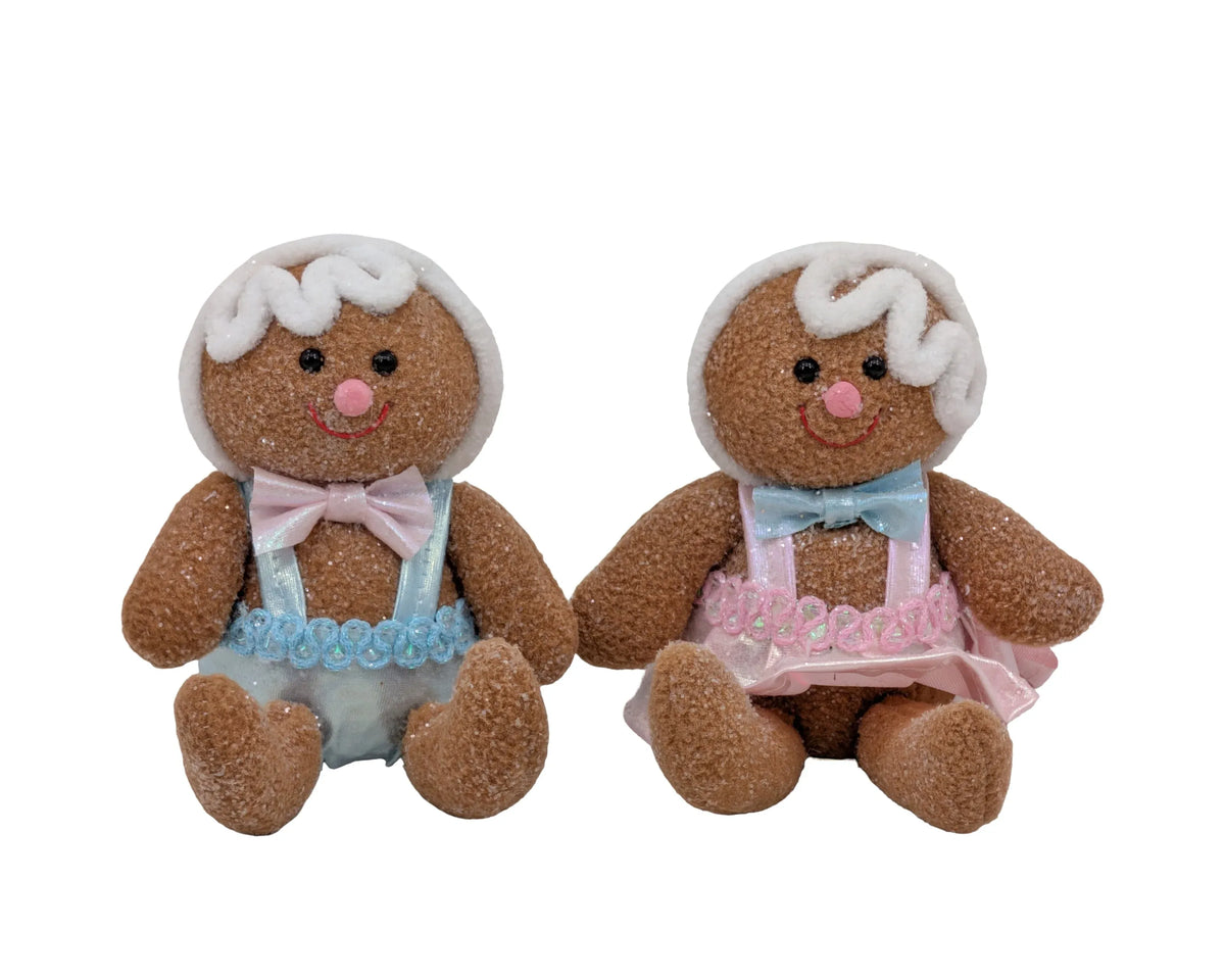 Christmas Pastel Sitting Gingerbread Man, 11 x 7 x 10 cm – 2 Assorted Designs, Bulk Buy x12