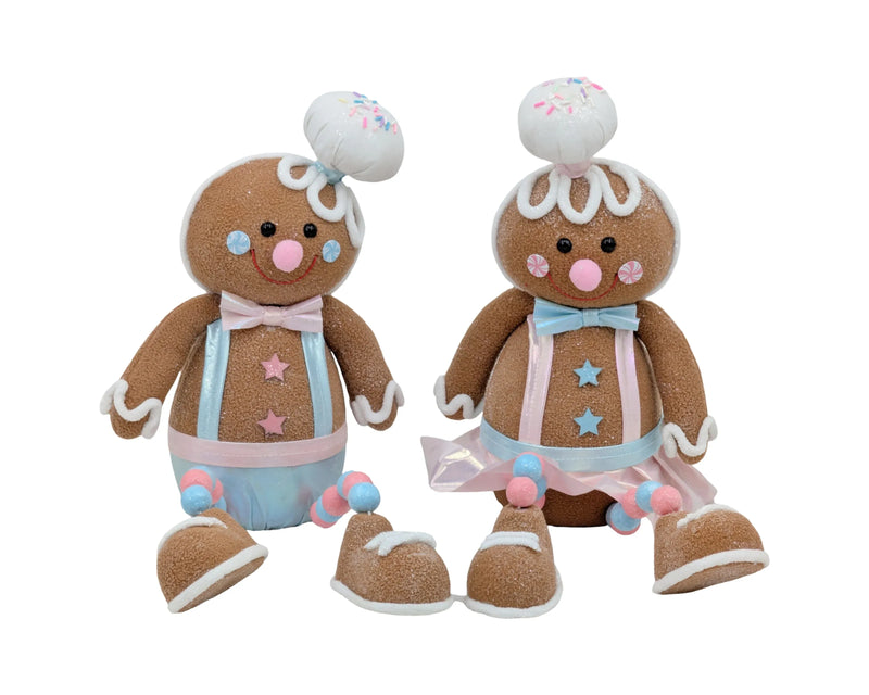 Christmas Pastel Gingerbread Man with Dangling Legs, 20 x 12 x 45 cm – 2 Assorted Designs, Bulk Buy x6