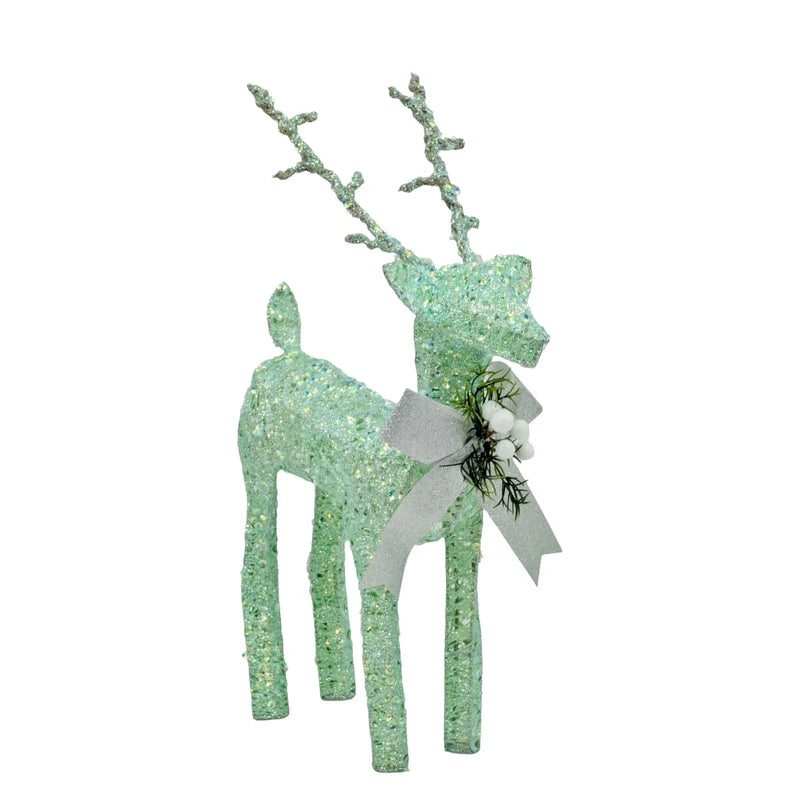 Christmas Mint Iridescent Standing Reindeer, 15 x 28 x 38 cm – Bulk Buy x4