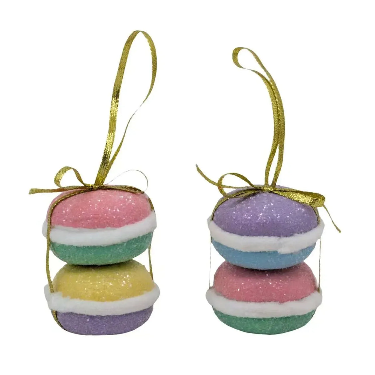 Christmas Pastel Hanging Macaron, 5.5 x 7 cm – 2 Assorted Designs, Bulk Buy x24